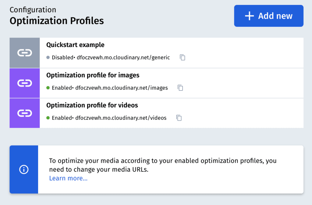 Optimization profiles